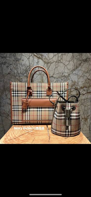 Burberry Freya Tote Vintage Check with Brown Leather Trim 40x30x16cm tote bag — Top Quality Replica