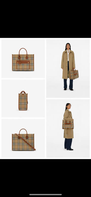 Burberry Freya Tote Vintage Check with Brown Leather Trim 40x30x16cm tote bag — Top Quality Replica