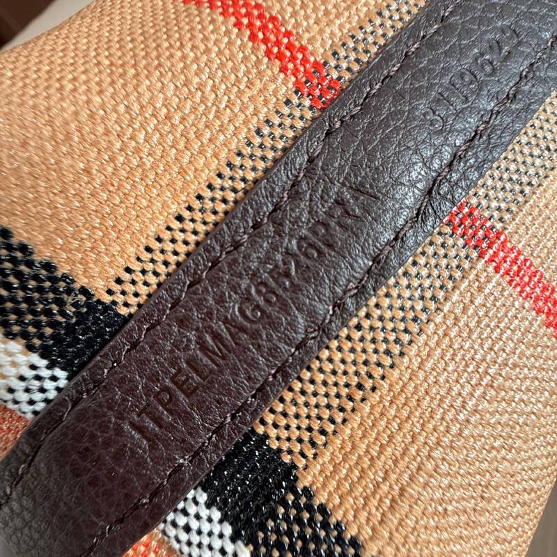 Burberry Vintage Check canvas with dark brown leather trim 22x10x20cm tote — Top Quality Replica