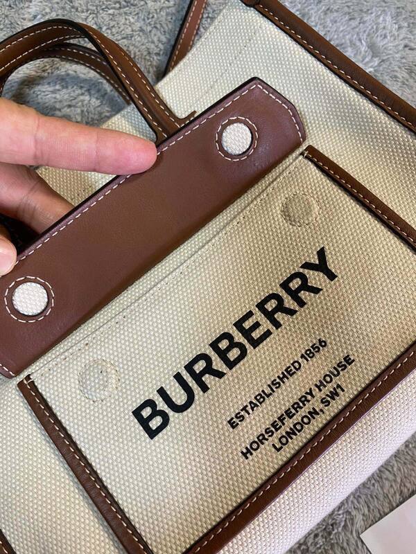 Burberry Freya Natural Canvas Brown Leather tote bag — 1:1 Replica