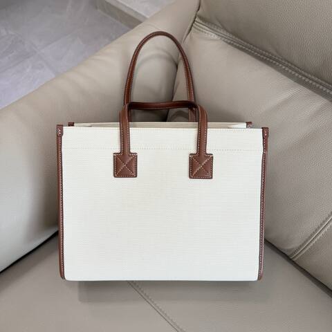 Burberry Horseferry Natural canvas with brown leather trim 26x22x12cm tote bag Premium Replica