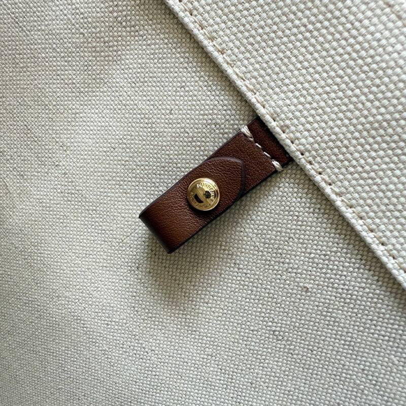 Burberry Horseferry Natural canvas with brown leather trim 26x20x12cm tote bag — AAA Quality Replica