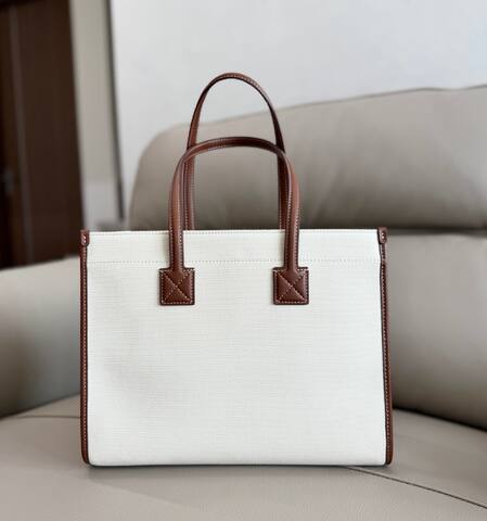 Burberry Horseferry Natural canvas with brown leather trim 26x20x12cm tote bag AAA Quality Replica
