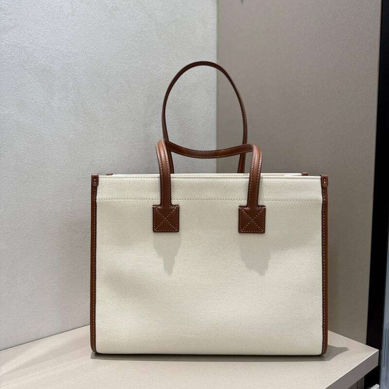 Burberry Horseferry Natural canvas with tan leather trim 40x16x30cm tote — AAA Quality Replica