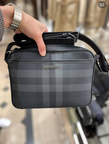 Burberry Muswell Charcoal Check with Black Leather Trim 25 x 5 x 18cm crossbody AAA Quality Replica