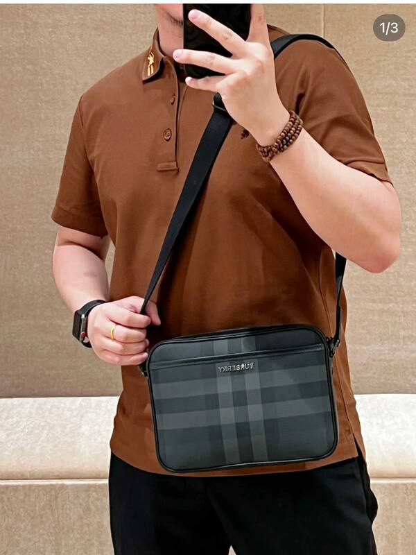 Burberry Muswell Charcoal Check with Black Leather Trim 25 x crossbody — AAA Quality Replica