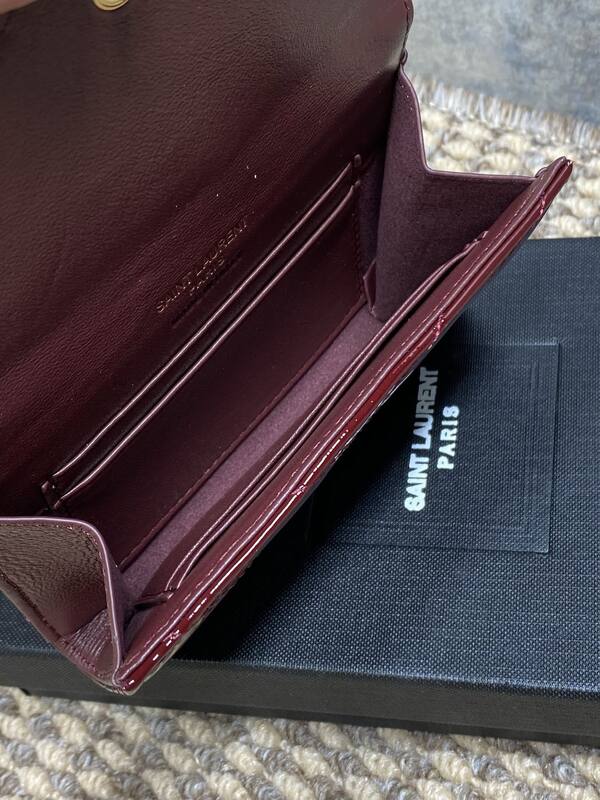 Saint Laurent Monogram Burgundy patent leather evening — Top Quality Replica
