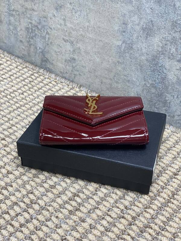 Saint Laurent Monogram Burgundy patent leather evening — Top Quality Replica
