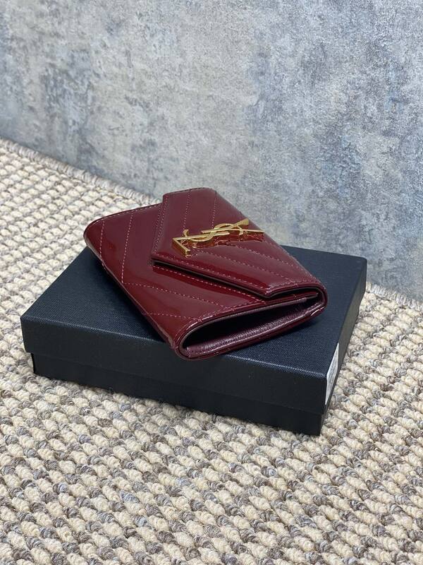 Saint Laurent Monogram Burgundy patent leather evening — Top Quality Replica
