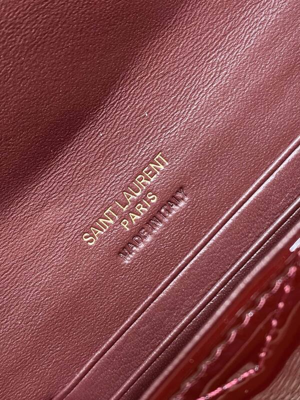 Saint Laurent Monogram Burgundy patent leather evening — Top Quality Replica