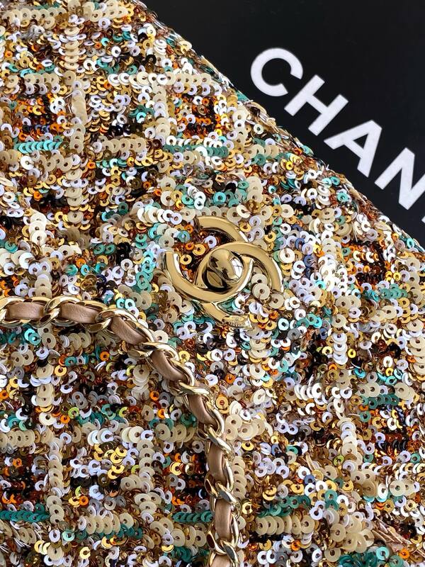 Chanel Classic Flap Gold sequin shoulder — 1:1 Replica