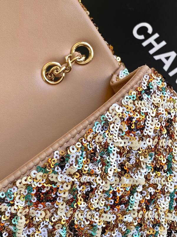 Chanel Classic Flap Gold sequin shoulder — 1:1 Replica