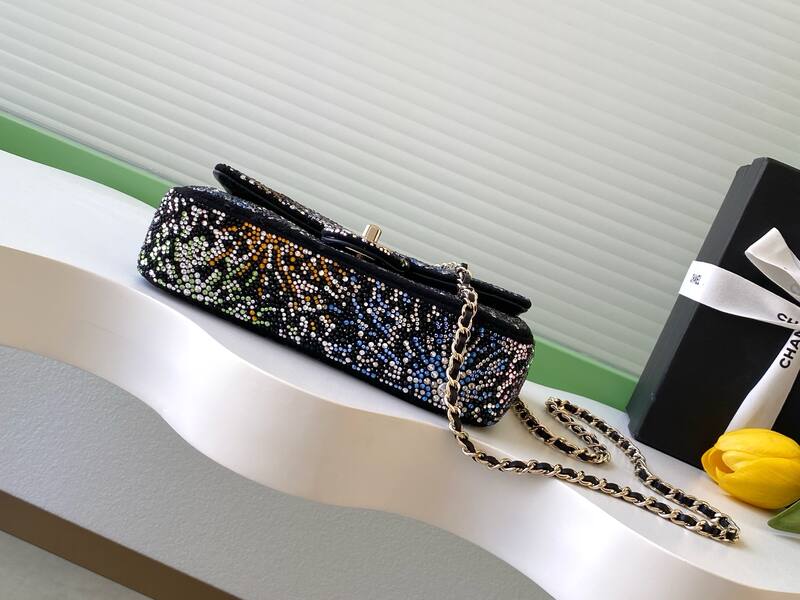 Chanel CF Black multicolor rhinestone small evening — Premium Replica