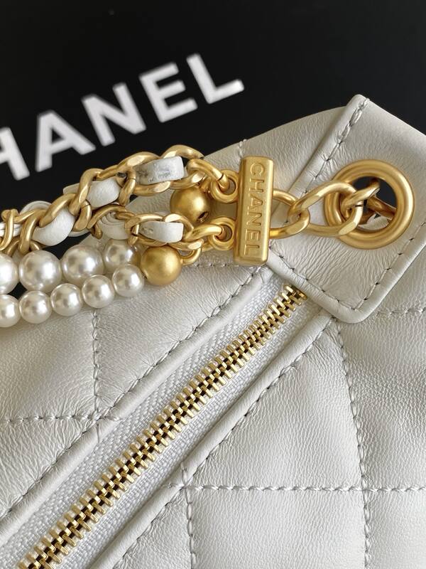 Chanel White with Gold-tone Pearl Chain crossbody — Top Quality Replica