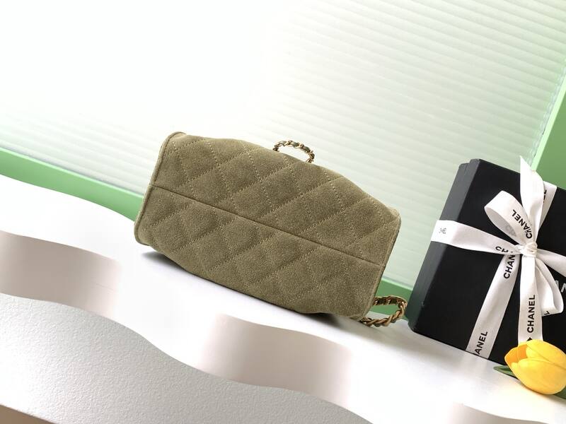 Chanel Olive green suede crossbody — AAA Quality Replica