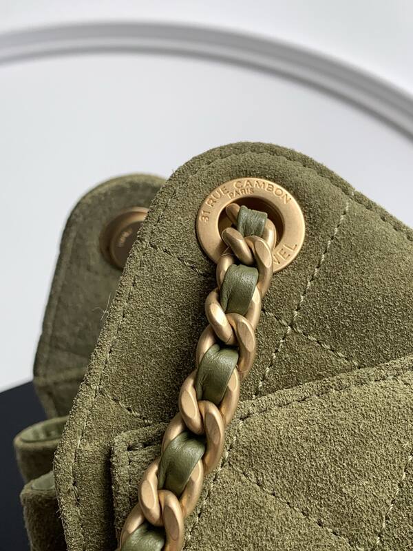 Chanel Olive green suede crossbody — AAA Quality Replica