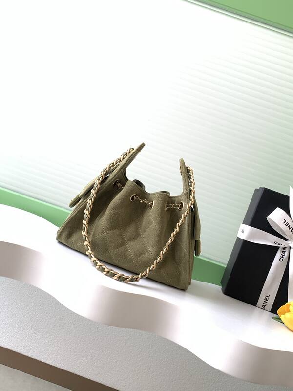 Chanel Olive green suede crossbody — AAA Quality Replica