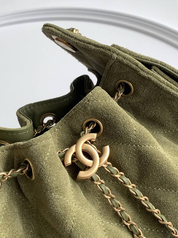 Chanel Olive green suede crossbody — AAA Quality Replica