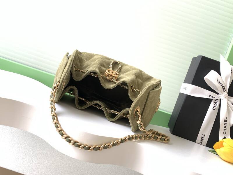 Chanel Olive green suede crossbody — AAA Quality Replica