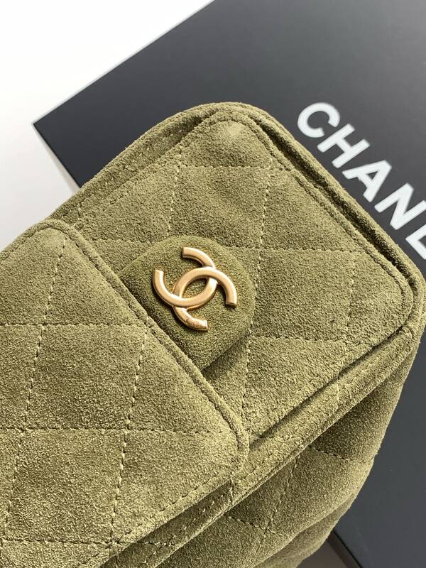 Chanel Olive green suede crossbody — AAA Quality Replica