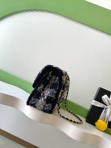Chanel Classic Flap Black and white tweed shoulder Premium Replica