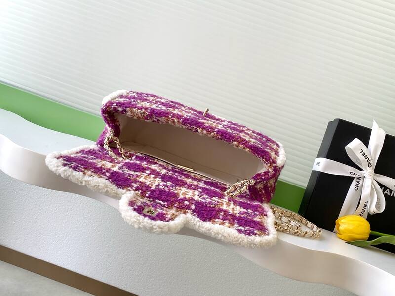 Chanel Classic Flap Purple Tweed shoulder — Premium Replica