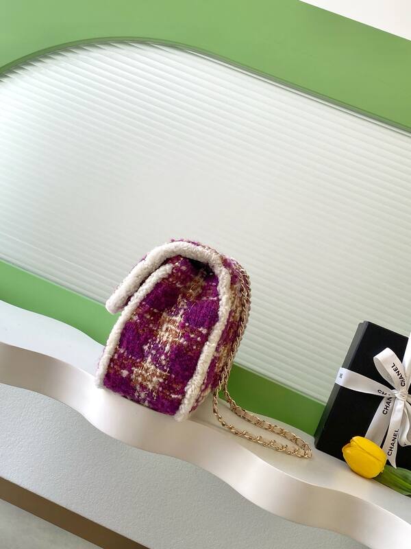 Chanel Classic Flap Purple Tweed shoulder — Premium Replica