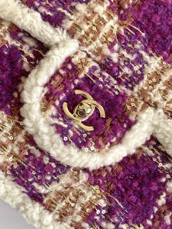 Chanel Classic Flap Purple Tweed shoulder — Premium Replica