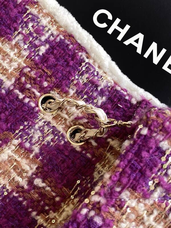 Chanel Classic Flap Purple Tweed shoulder — Premium Replica