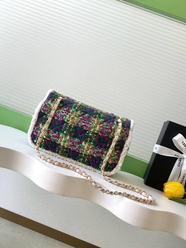 Chanel CF Purple Green Tweed shoulder — 1:1 Replica