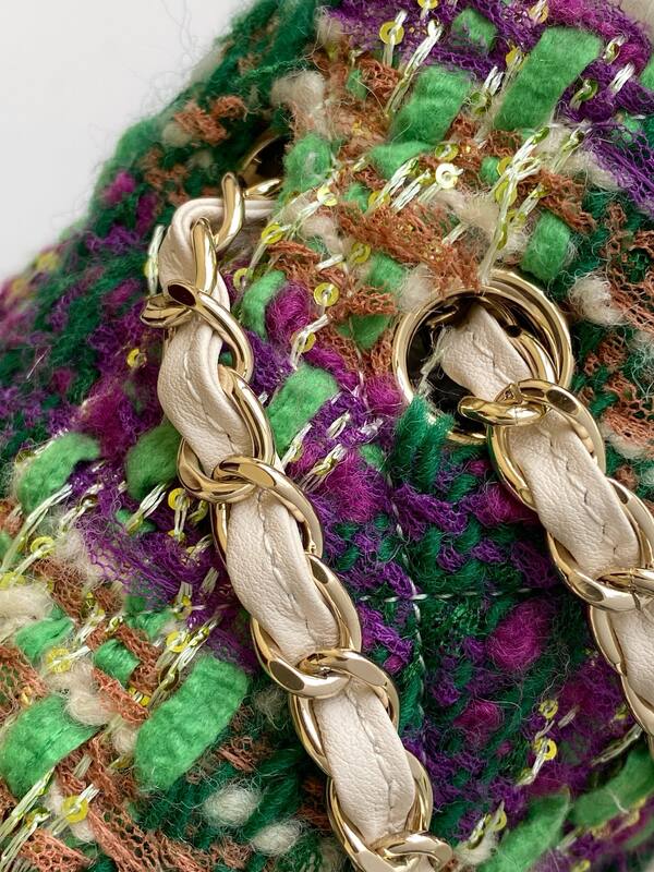 Chanel CF Purple Green Tweed shoulder — 1:1 Replica
