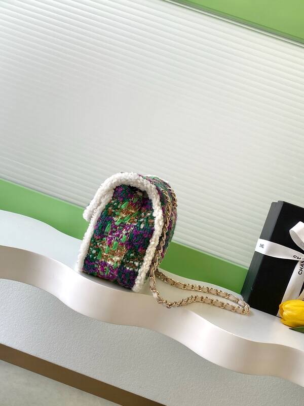 Chanel CF Purple Green Tweed shoulder — 1:1 Replica