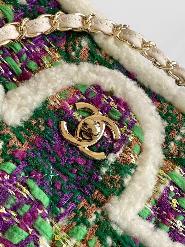 Chanel CF Purple Green Tweed shoulder — 1:1 Replica