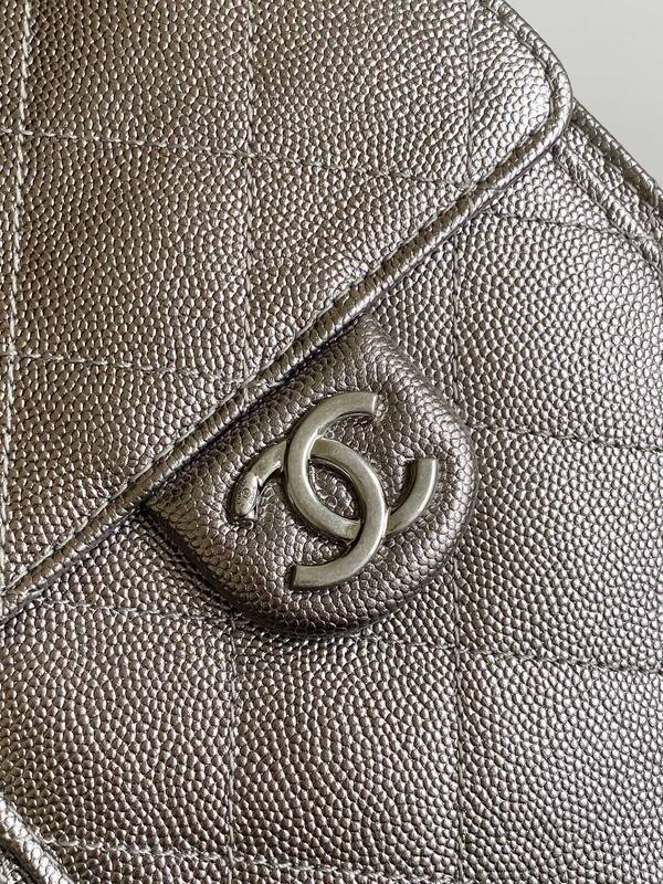 Chanel metallic taupe quilted leather shoulder — AAA Quality Replica