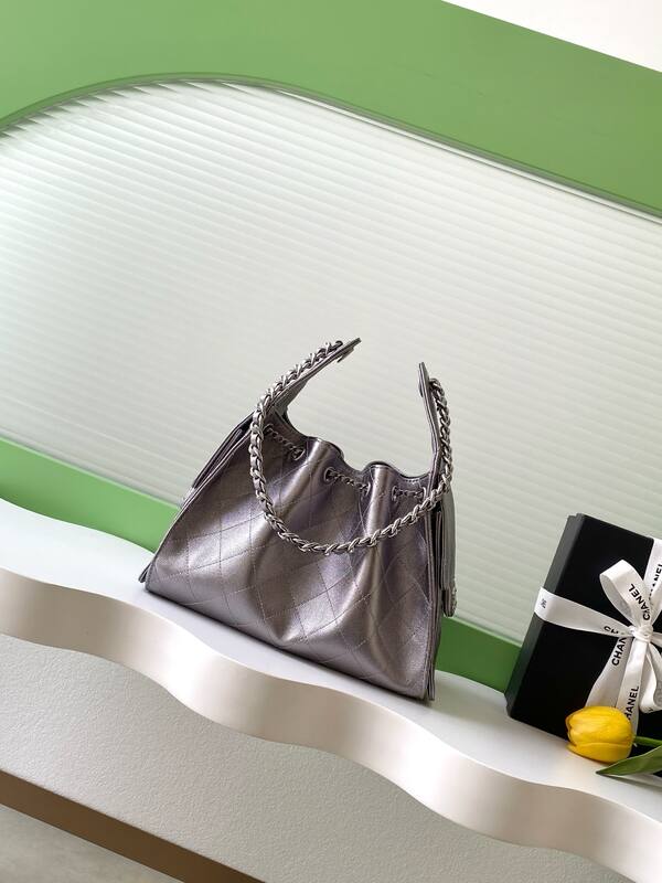 Chanel metallic taupe quilted leather shoulder — AAA Quality Replica