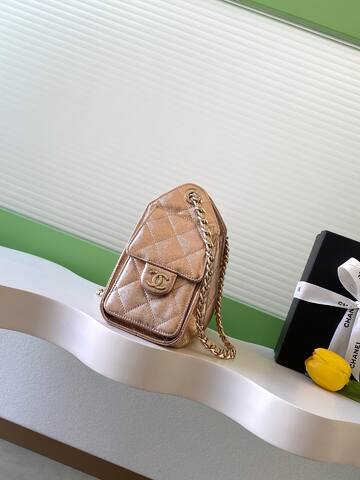 Chanel Drawstring Hobo Metallic rose gold shoulder 1 1 Replica