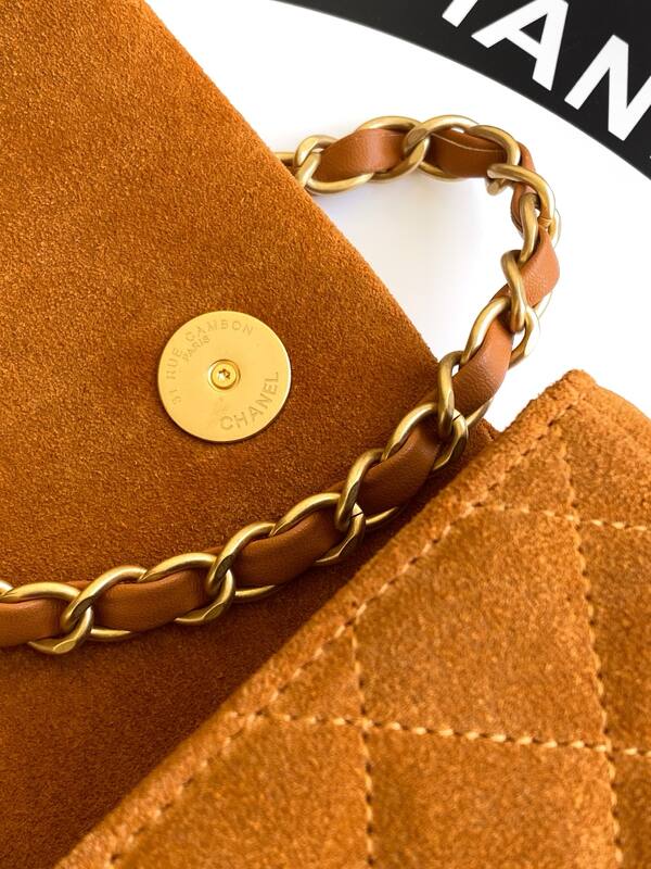 Chanel Classic Flap Brown suede shoulder — AAA Quality Replica