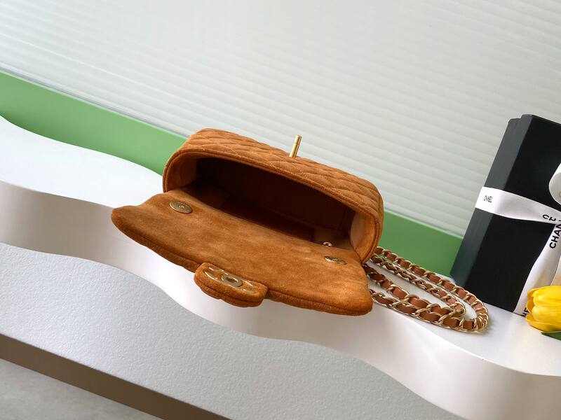 Chanel Classic Flap Brown suede shoulder — AAA Quality Replica