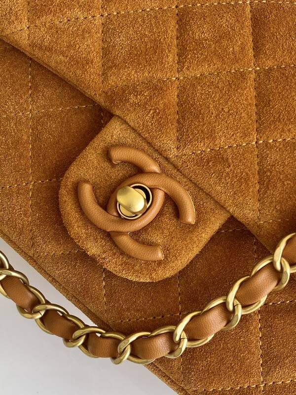 Chanel Classic Flap Brown suede shoulder — AAA Quality Replica