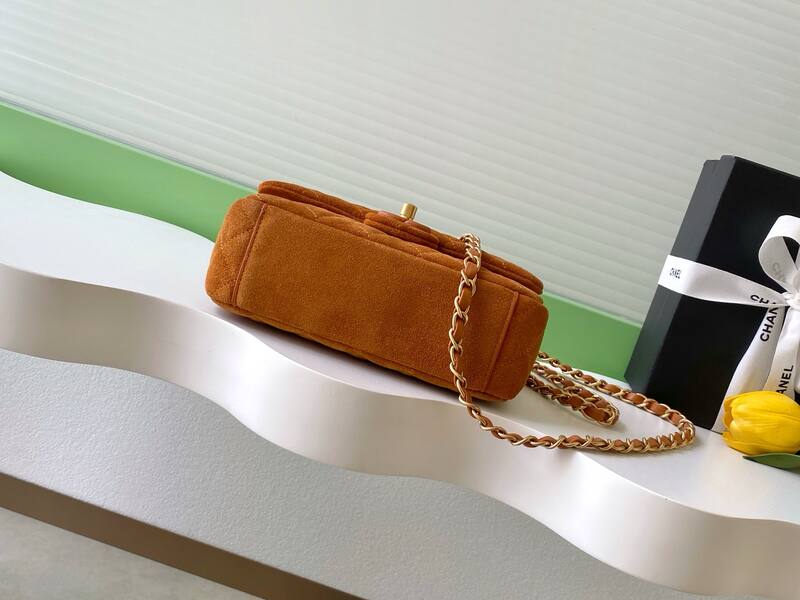 Chanel Classic Flap Brown suede shoulder — AAA Quality Replica