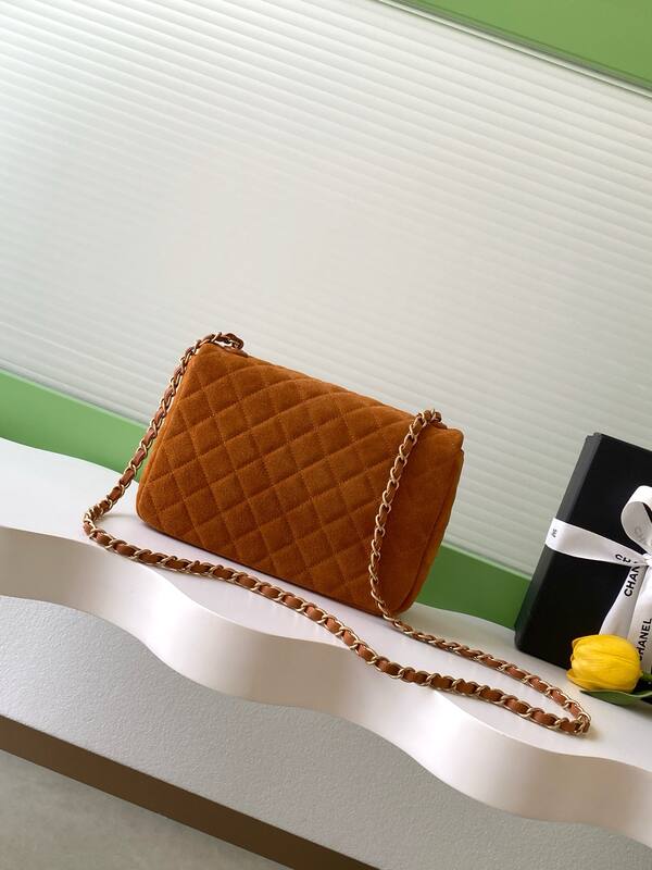 Chanel Classic Flap Brown suede shoulder — 1:1 Replica