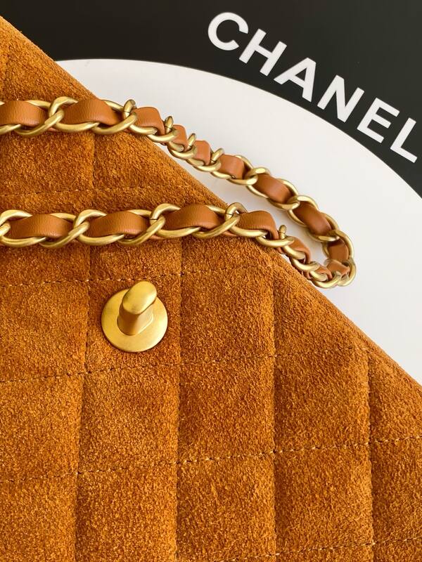 Chanel Classic Flap Brown suede shoulder — 1:1 Replica