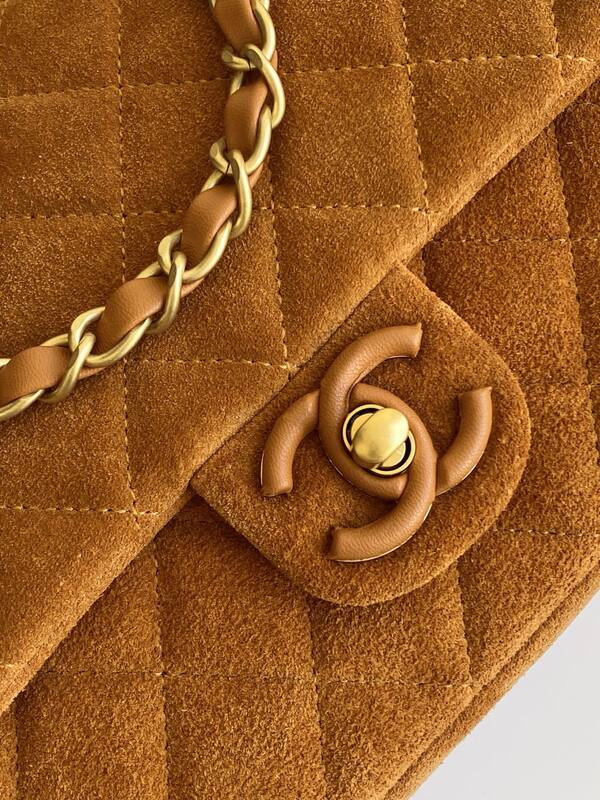 Chanel Classic Flap Brown suede shoulder — 1:1 Replica