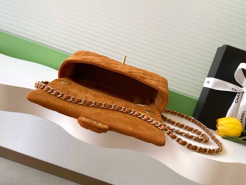 Chanel Classic Flap Brown suede shoulder — 1:1 Replica