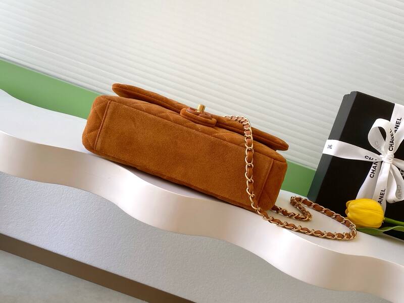 Chanel Classic Flap Brown suede shoulder — AAA Quality Replica