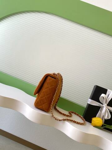 Chanel Classic Flap Brown suede shoulder AAA Quality Replica