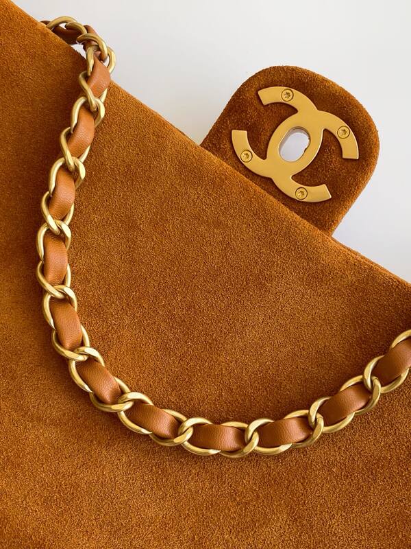 Chanel Classic Flap Brown suede shoulder — AAA Quality Replica