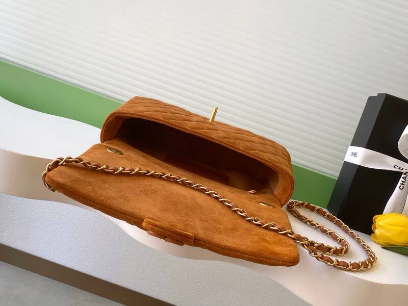 Chanel Classic Flap Brown suede shoulder — AAA Quality Replica