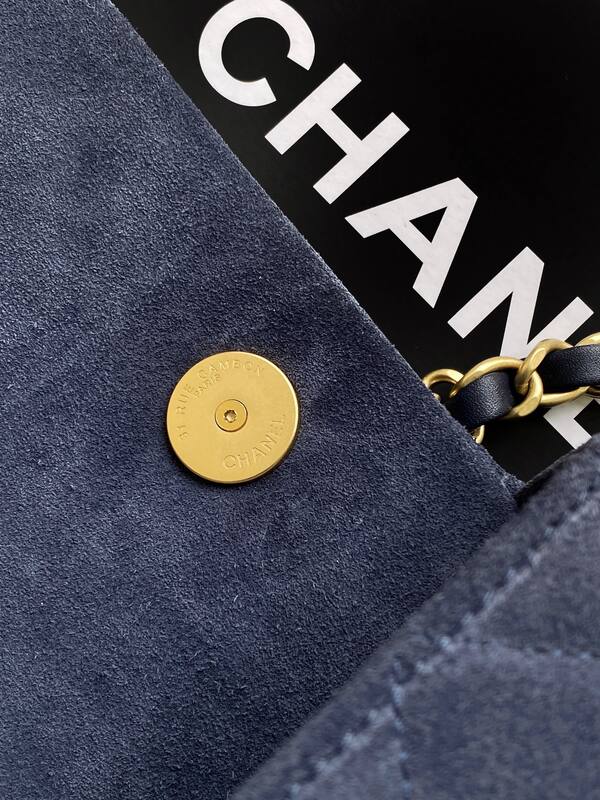 Chanel Classic Flap Navy suede shoulder — Top Quality Replica
