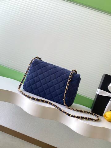 Chanel Classic Flap Navy suede shoulder Top Quality Replica